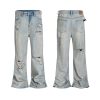 TJ162 Men's 13.2 OZ Vintage Ripped Splatter Painting Bootcut Jeans