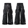 8404 Men's Baggy Matte Coated Drawstring Waist Cargo Pants