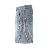 DK13 Men's Raw Edge Fringe Patchwork Distressed Denim Shorts