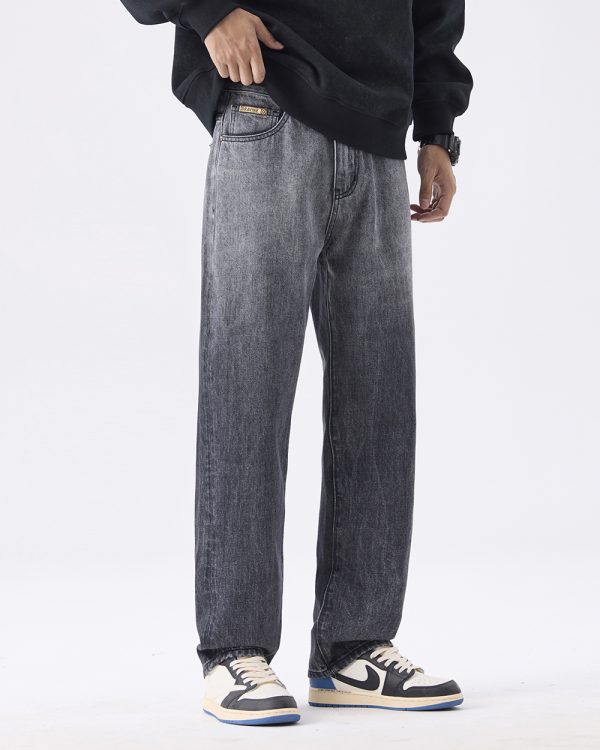 Men's 13.5 OZ Enzyme Stone Ombré Wash Regular Straight Jeans
