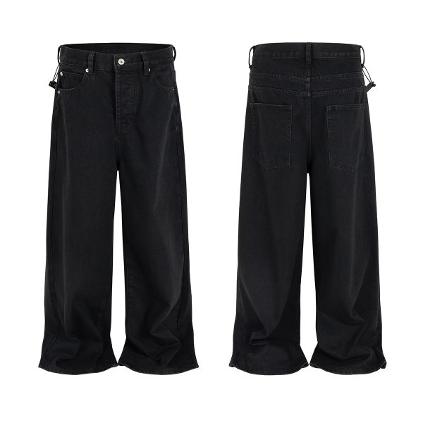 TJ149 Men's 13.6 OZ Solid Black Classic Five Pockets Baggy Jeans