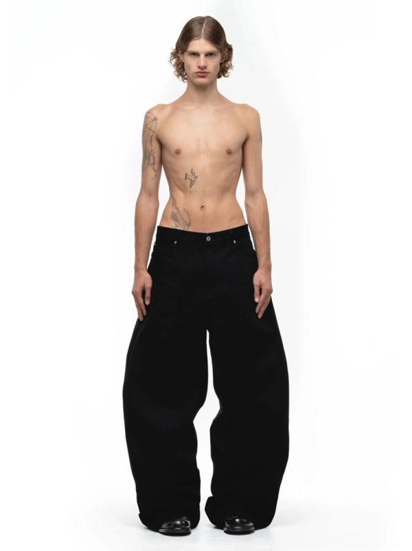 TJ149 Men's 13.6 OZ Solid Black Classic Five Pockets Baggy Jeans