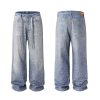 Q166 Men's 3D Digital Printing Rhinestone Loose Straight Jeans