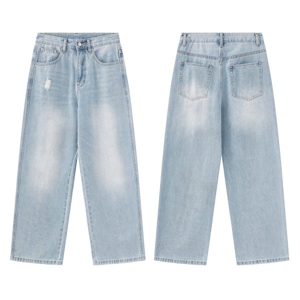 H3825 Men's 12.2 OZ High Rise Vintage Enzyme Stone Wash Ripped Jeans
