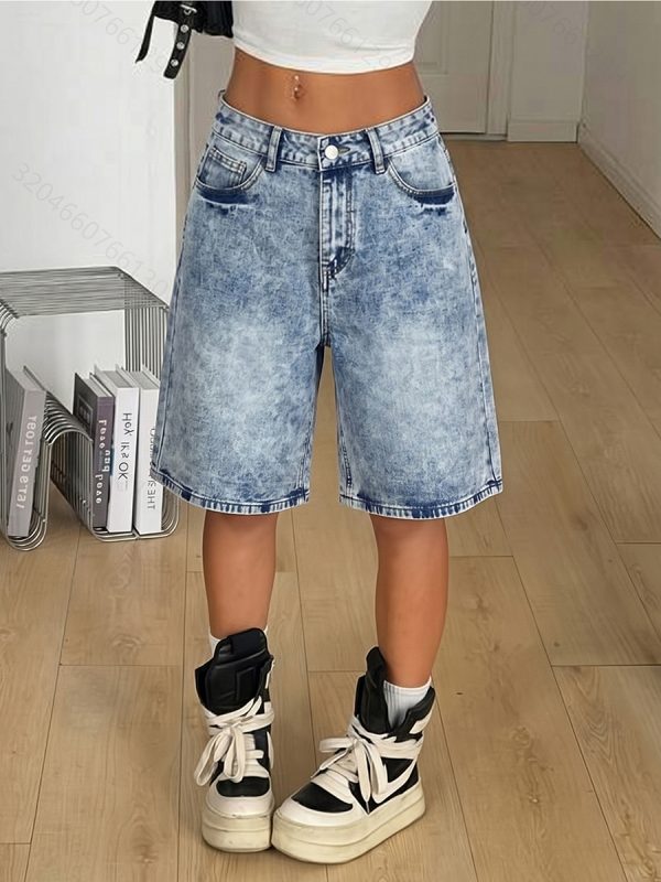 1788101117572825.jpg 237 Women's 11.8 OZ 90s Retro Vintage Acid Snow Wash Baggy Bermuda Jorts Denim Shorts