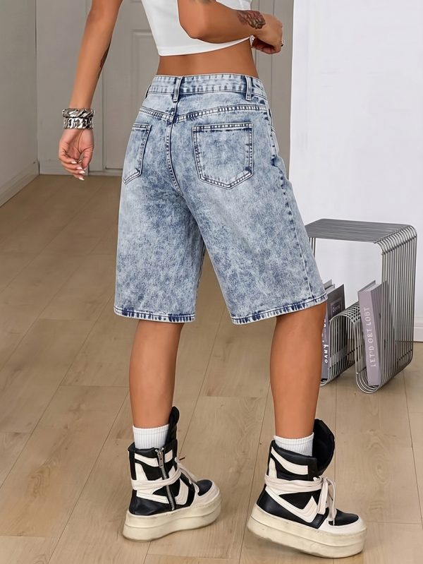 1788101124568723.jpg 237 Women's 11.8 OZ 90s Retro Vintage Acid Snow Wash Baggy Bermuda Jorts Denim Shorts