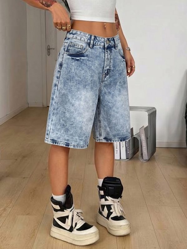 1788101135679351.jpg 237 Women's 11.8 OZ 90s Retro Vintage Acid Snow Wash Baggy Bermuda Jorts Denim Shorts
