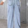 Women's 11.8 OZ Low‑Mid Rise Wide Leg Snow Wash Jeans