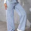 Women's 11.8 OZ Low‑Mid Rise Wide Leg Snow Wash Jeans