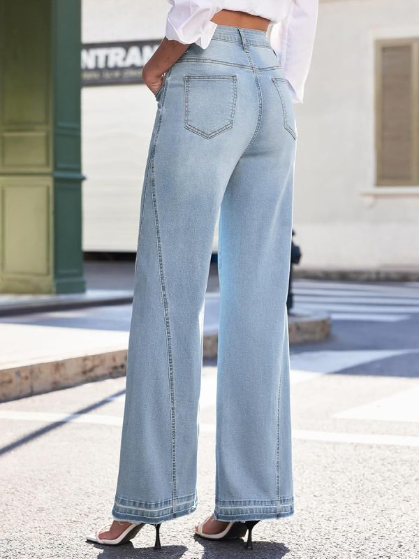 Women's 11.8 OZ High Rise Wide Leg Raw Frayed Released Hem Jeans