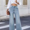 Women's 11.8 OZ High Rise Wide Leg Raw Frayed Released Hem Jeans