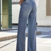Women's 11.8 OZ High Rise Wide Leg Raw Frayed Released Hem Jeans