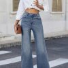 Women's 11.8 OZ High Rise Wide Leg Raw Frayed Released Hem Jeans