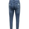 Women's 11.8 OZ High Rise Distressed Ankle Length Cropped Destroyed Ripped Skinny Jeans