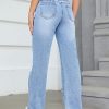 35726 Women's 11.5 OZ High Rise Ripped Regular Straight Leg Jeans