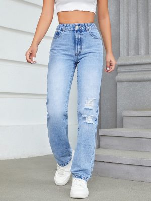 1788169366183986.jpg 35726 Women's 11.5 OZ High Rise Ripped Regular Straight Leg Jeans