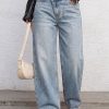 1097 Women's 12 oz Y2K Criss‑cross Crossover Waistband Acid Snow Wash Wide Leg Jeans