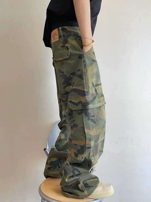 1788614726449006.jpg CAMO001 Men's Skate Camo Distressed Cargo Ripped Wide Leg Pants