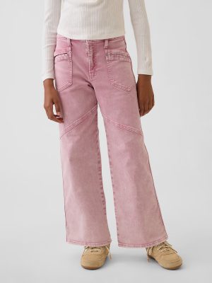 1788715211743177.jpg 10 OZ Big Girls Y2K Pink Low Rise Wide Leg Cargo Jeans