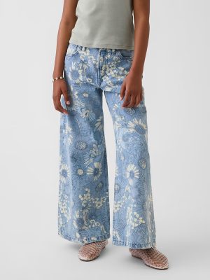 1788716990302640.jpg 10 OZ Big Girls Vintage Hippie Y2K Low Rise All‑over Digital Floral Printing Baggy Jeans
