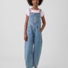 10.2 OZ Big Girls Vintage Workwear Baggy Barrel‑Leg Denim Overalls