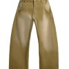 ZAB001  Men's 15.8 OZ Vintage Faded Wash Barrel‑leg Baggy Jeans
