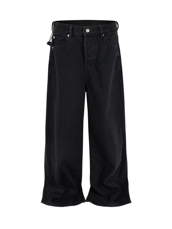 TJ149 Men's 13.6 OZ Solid Black Classic Five Pockets Baggy Jeans