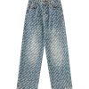 H3816 Men's 13.7 OZ All‑Over Printing Loose Straight Denim Jeans
