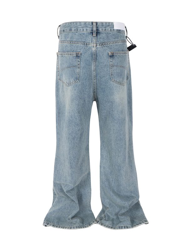 T-GJ019  Men's 13.5 OZ High Rise Light Stone Wash Flare Jeans