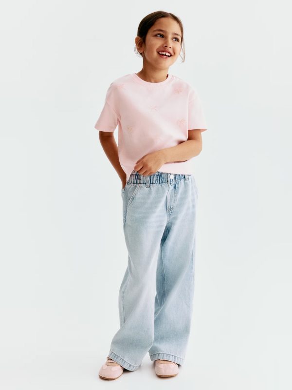 1789052428373559.jpg HMKD021 Daisy Wide Leg Paper-Bag Jeans Cotton 100% 2-8