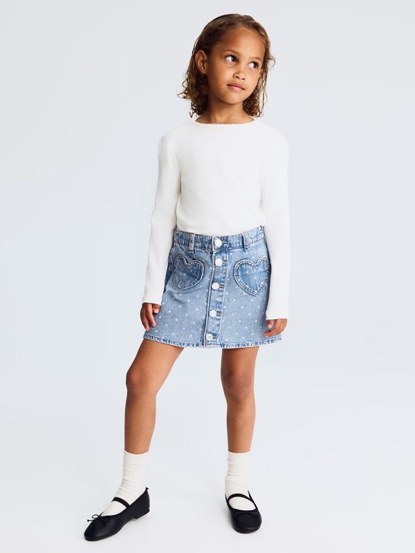 HMKD027  A-Line Denim Skirt  Cotton 100%  2-8