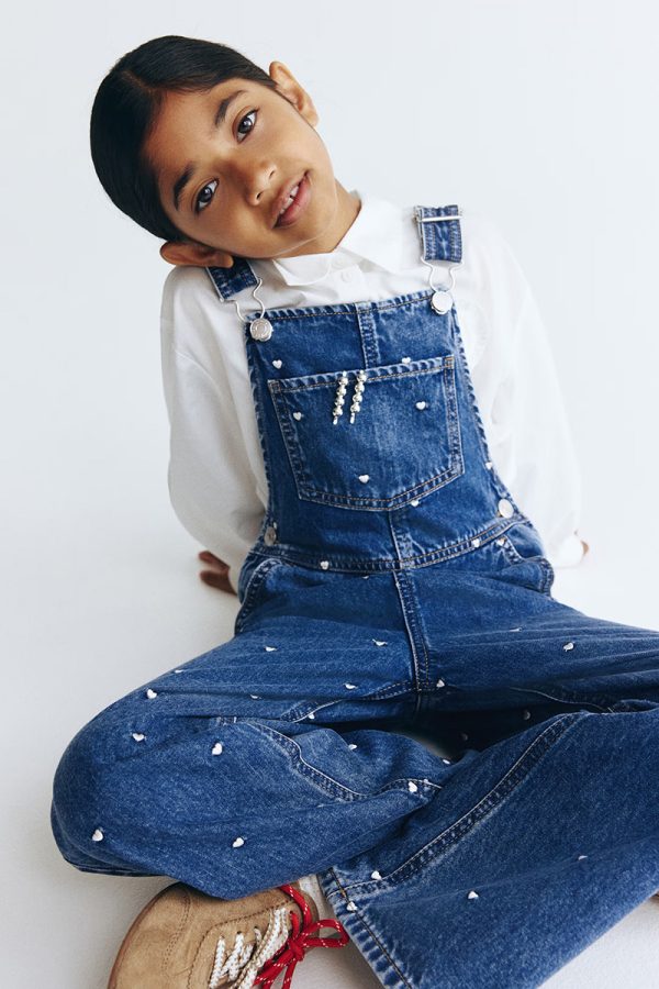 HMKD032  Patterned denim dungarees  Cotton 100%  2-8