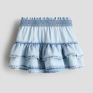 HMKD040  Tiered Denim Skirt   Cotton 78%, Polyester 22%  2-8