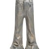ZJ151 Men's 13.6 OZ Stretch Foil Hot‑Stamping Coated Flared Jeans
