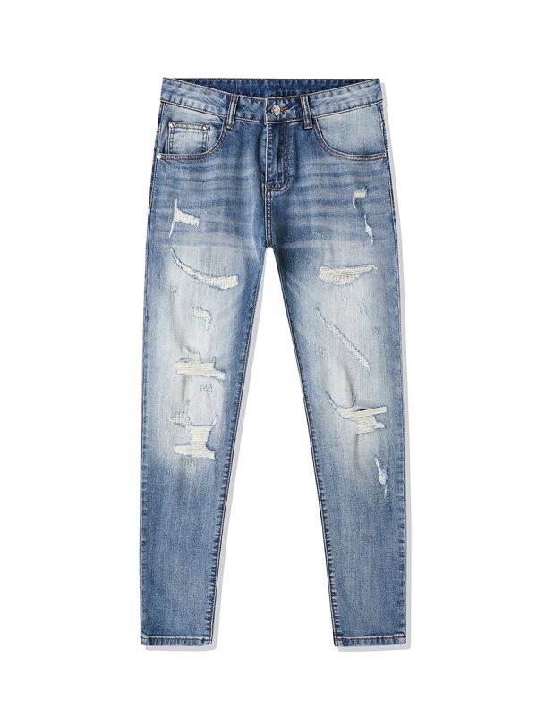 1789718158180500.jpg 5107 Men's 10.8 OZ Vintage Destroyed Wash Ripped Distressed Skinny Jeans