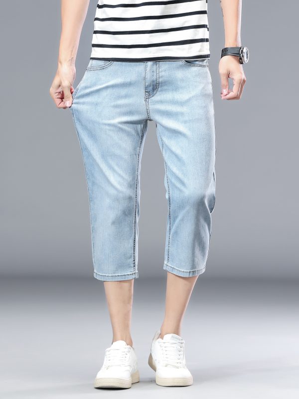 894  Men's 10.8 OZ Stretch Slim Fit Denim 7/10 Length Capris Jeans