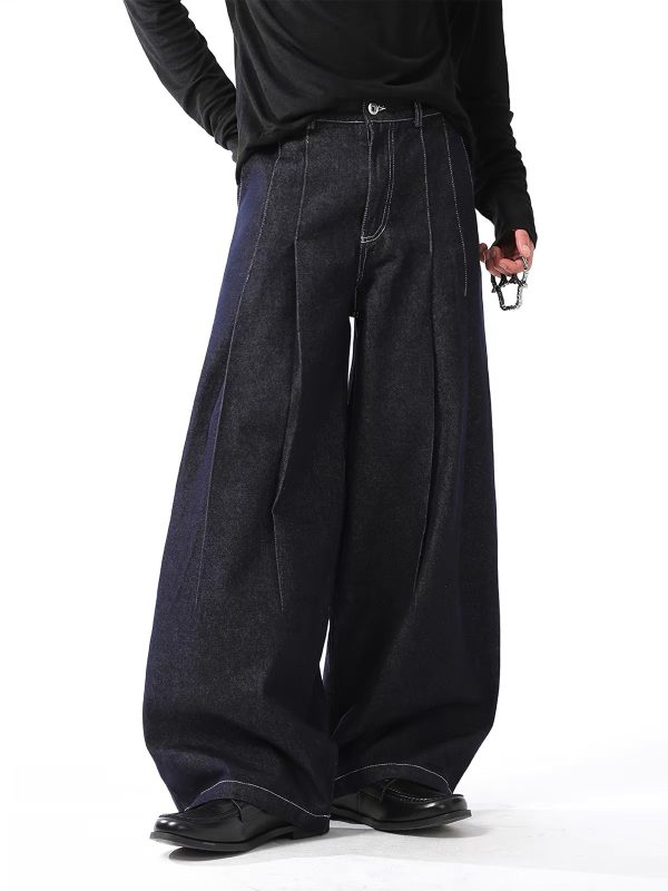 3066 Men's 10.8 OZ Baggy Raw Dark Indigo Denim Pleated Balloon Jeans