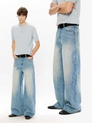 1790149605457569.jpg EMBD002 Men's 15 OZ 3D Raised Cord Embroidery Wide Leg Jeans