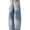 JK9683-1  Men's 14.8 OZ Cargo Raw Hem Loose Straight Carpenter Jeans