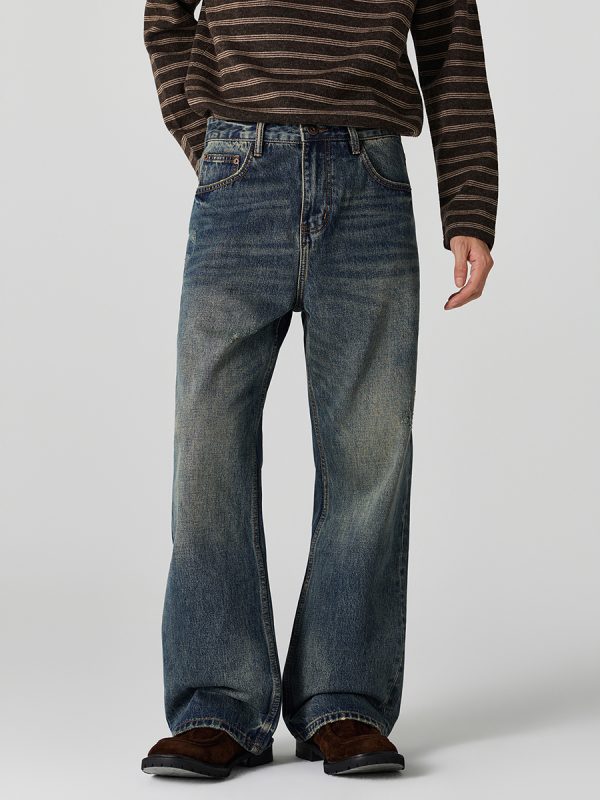1790220822932005.jpg DL3100 Men's 13.2 OZ Distressed Vintage Wash Bootcut Jeans