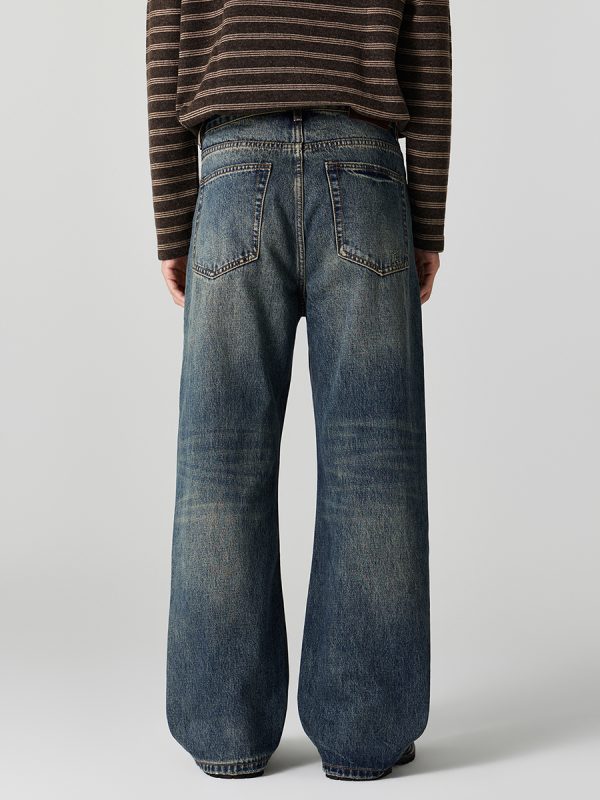 1790220832457078.jpg DL3100 Men's 13.2 OZ Distressed Vintage Wash Bootcut Jeans