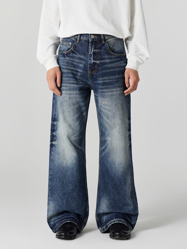DL3111  Men's 12.2 OZ Vintage Faded Wash Bootcut Jeans