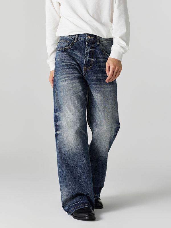 DL3111  Men's 12.2 OZ Vintage Faded Wash Bootcut Jeans