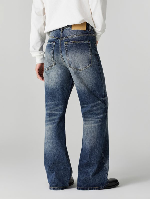 DL3111  Men's 12.2 OZ Vintage Faded Wash Bootcut Jeans