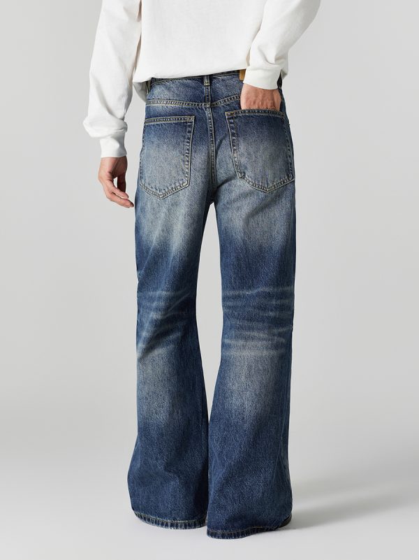 DL3111  Men's 12.2 OZ Vintage Faded Wash Bootcut Jeans