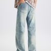 DZ2017  Men's 11.8 OZ Light Vintage Faded Wash Regular Straight Jeans