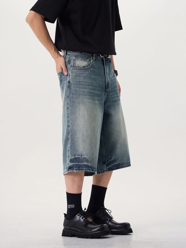 7033  Men's 11.8 OZ Baggy Wide Leg 7/10 Length Denim Capris Jeans
