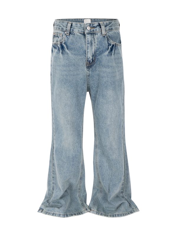 T-GJ019  Men's 13.5 OZ High Rise Light Stone Wash Flare Jeans