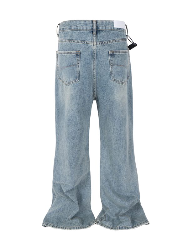 T-GJ019  Men's 13.5 OZ High Rise Light Stone Wash Flare Jeans