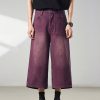721  Men's Dyed Back‑half Elastic Waistband 8/10 Length Cropped Jeans